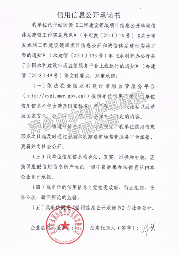 信用信息公開(kāi)承諾書(shū)